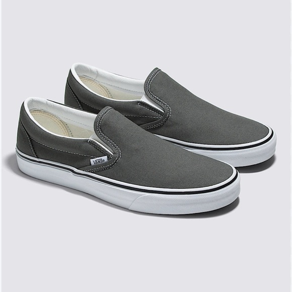 Vans Classic Charcoal Grey Slip-On Sneakers, women’s 9/ men’s 7.5 - Picture 1 of 11